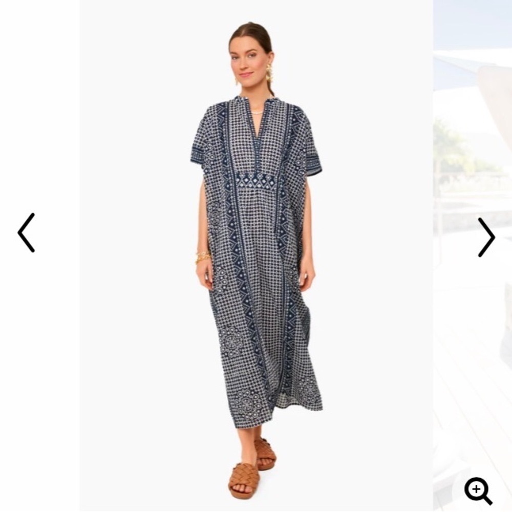 Emerson Caftan, Emerson Fry—India Collection in Blue Ink Organic Cotton, One Sz